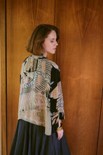 Load image into Gallery viewer, One Hundred Stars Crane Black Crepe Kimono