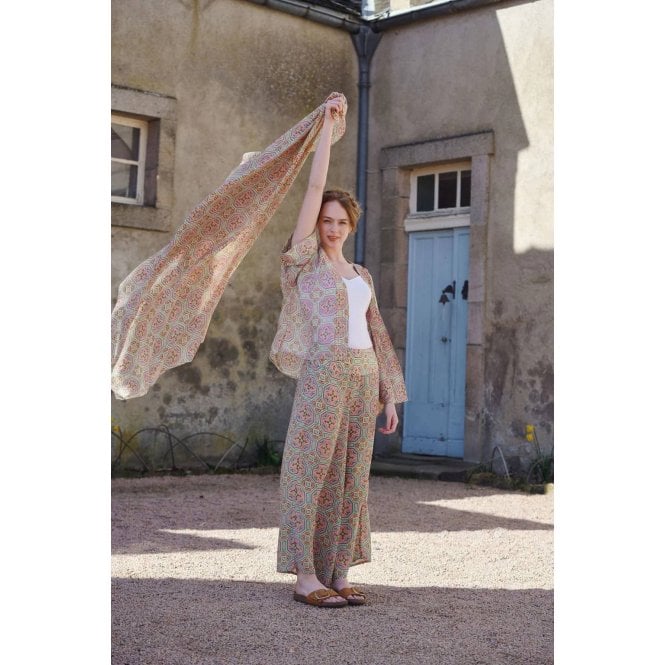 One Hundred Stars Vintage Tiles Scarf Pink