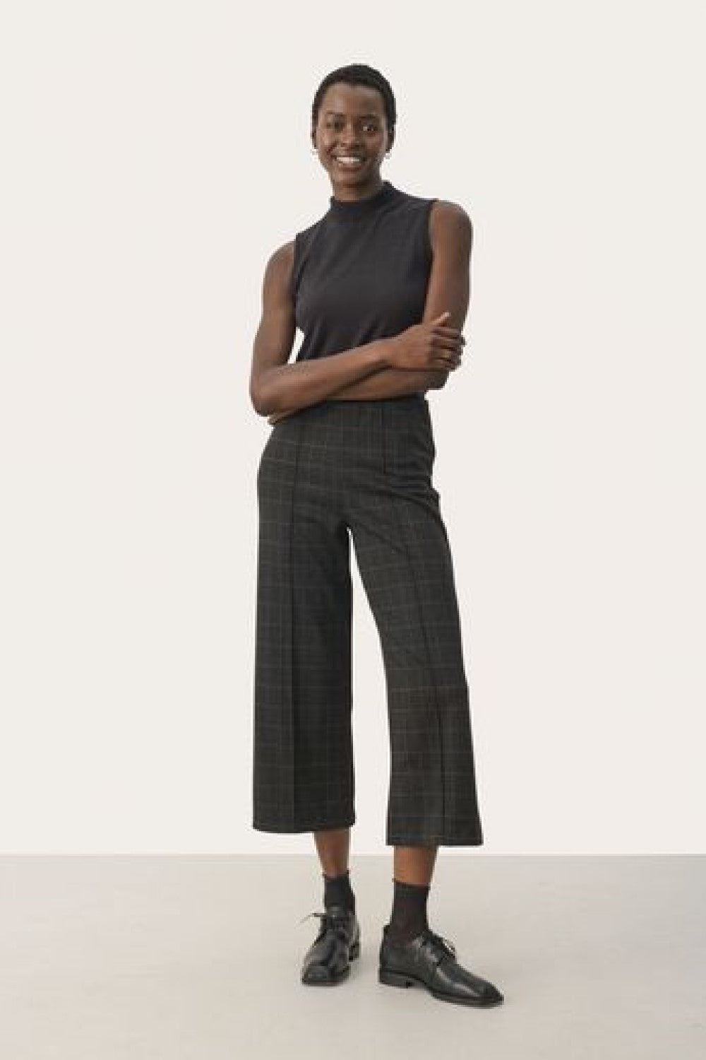 Part Two Ilisan Cropped Trouser, Grey Check