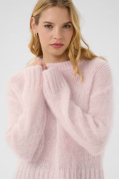 Part Two Sille Chunky Mohair Jumper Mauve Chalk